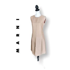 Marni Nude Beige Textured Sleeveless Sheath Dress EU Size 42 / US 8 Italy